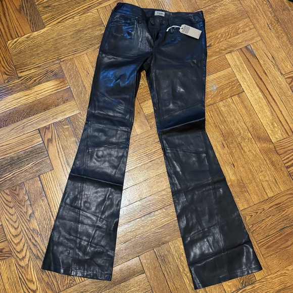 Women’s True Religion Flared Leg Black 100% Leather Pants - Picture 1 of 10